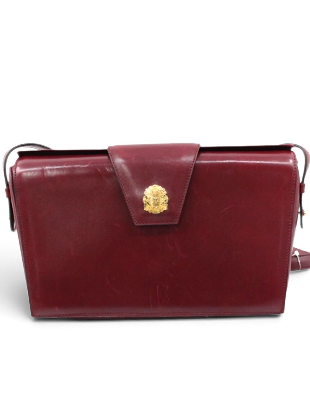 Celine Vintage Classic Leather Crossbody Bag with Gold Accent